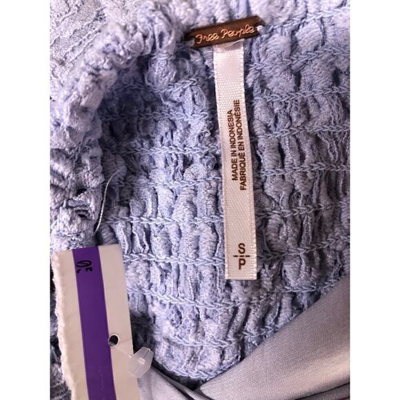 Free People Hailee Dress Lace Puff Sleeve A-Line Mini Twinkling Perry Blue NWT S - Picture 5 of 9